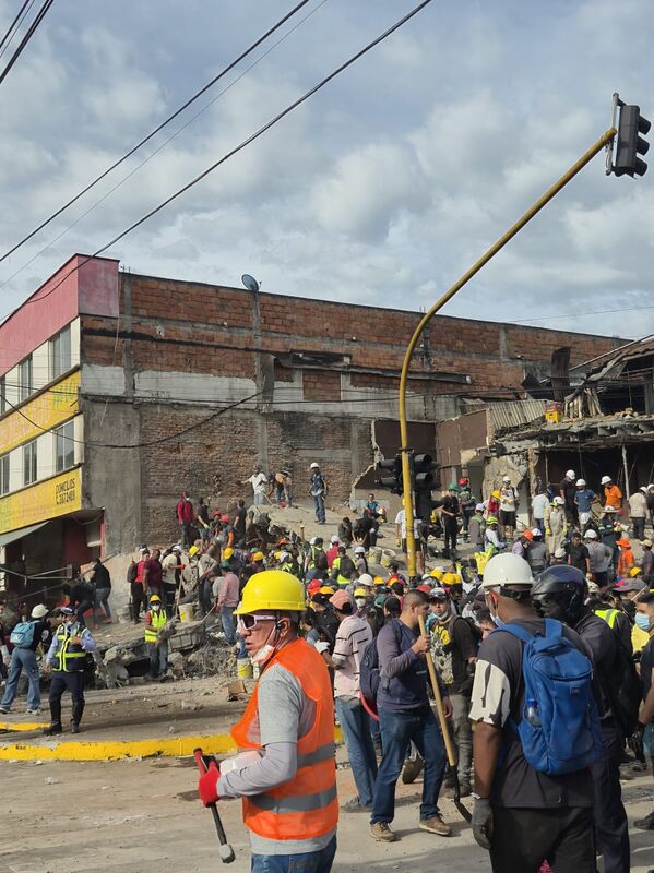 Debris from a collapsed building.