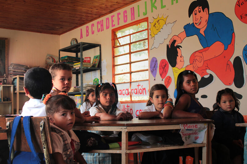 Children in a rural classroom in Colombia.